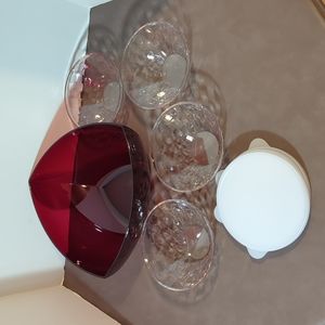 Tupperware Ice Prisms Bowls set of 4 and Ruby Red Triangle Bowl NEW